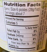 Trader Joe's, Cornichons Nutrition Label