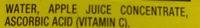 100% Apple Juice From Concentrate With Added Vitamin C Ingredients