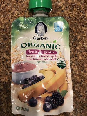 Organic Baby Food Banana, Blueberry, & Blackberry Oatmeal