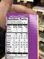 Fruit Roll-Ups, Fruit By The Foot, Gushers 16 Count Variety Pack Nutrition Label