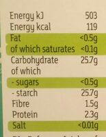 Italian Carnaroli Risotto Rice Nutrition Label