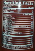 Sriracha Chili Sauce Nutrition Label