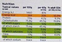Italian Arborio Risotto Rice Nutrition Label