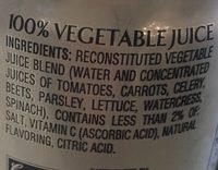 V8 100% Vegetable Juice Original - 6 CT Ingredients