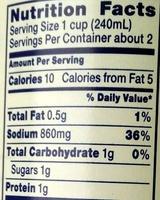 100% Natural Chicken Broth Nutrition Label