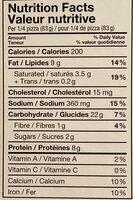 Ristorante Nutrition Label