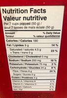 Popcorn Extra Beurre Nutrition Label