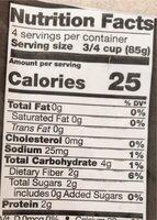 Organic Riced Cauliflower Nutrition Label