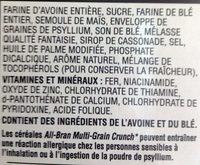 Kellogg's All-bran Multi-grain Crunch Cereal, 305G Ingredients