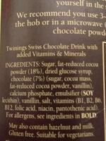 Twinings Luxury Chocolate Drink 350G Ingredients
