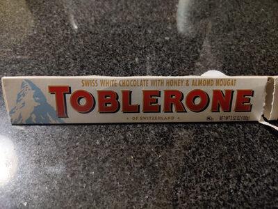 Toblerone, Swiss White Chocolate With Honey & Almond Nougat