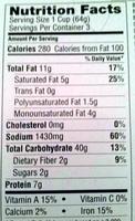 Chicken Flavor Ramen Noodle Soup Nutrition Label