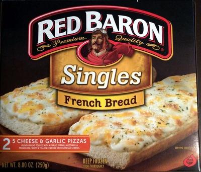 Red Baron, Premium Quality Singles French Bread, Cheese & Garlic Pizzas