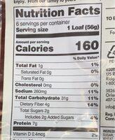 Pita Whole Wheat Nutrition Label