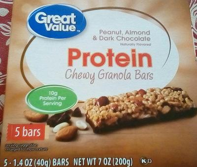 Protein Chewy Granola Bars, Peanut, Almond & Dark Chocolate