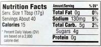 Organic Ketchup Nutrition Label