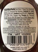 Organic Raw Honey 100% U.S. Grade A From Brazil 680g Ingredients