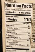 Orange Juice Nutrition Label