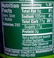 Mtn Dew Nutrition Label