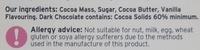 Cook's Belgian Dark Chocolate 60% Cocoa Solids Ingredients