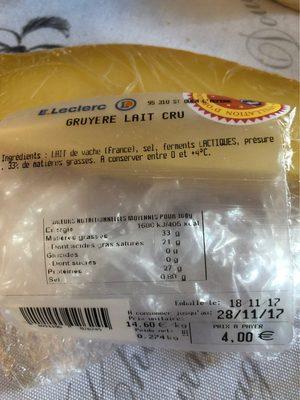 Gruyere Au Lait Cru