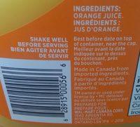 Premium Orange Juice No Pulp Ingredients