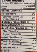 Premium Orange Juice No Pulp Nutrition Label