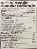Barre Clif Aux Brisures De Chocolat Nutrition Label