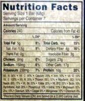 Chocolate Chip Energy Bars, Chocolate Chip Nutrition Label