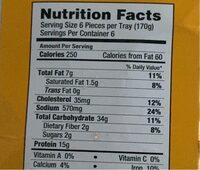 Steamed Dumplings - Chicken & Vegetable Nutrition Label