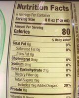 Ginger Limeade Juice Nutrition Label