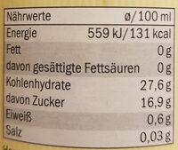 Acentino Nutrition Label