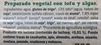 Rulo Vegetal Tofu Y Algas Ingredients