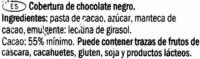 Cooking Chocolate Dark 55% Cacao Ingredients