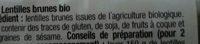 Lentilles Brunes Bio Ingredients