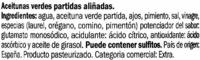 Aceitunas Verdes Partidas Aliadas &quot;Baresa&quot; Ingredients