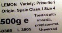 Lemon Primofiori Ingredients