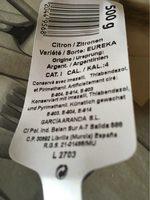 Lemon Primofiori Nutrition Label