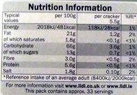Rosemary Crackers Nutrition Label