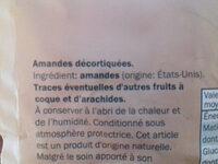 Amandes De Californie Ingredients