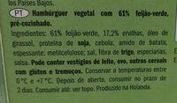 Hamburguer Vegano De Feijo-Verde Ingredients