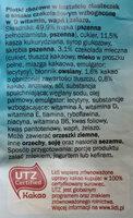 Patki Zboowe W Ksztacie Ciasteczek O Smaku Czekoladowym Wzbogacone W 9 Witamin, Wap I Elazo. Ingredients