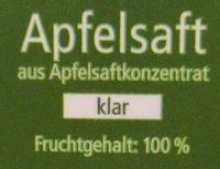 Wiesgart Apfelsaft Klar Ingredients