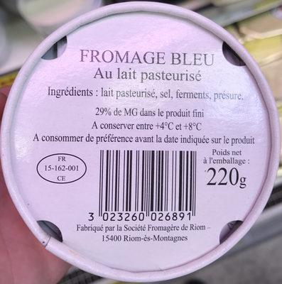 Fromage Bleu Au Lait Pasteuris