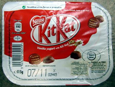 Vanilla Yogurt With Kit Kat Pop Choc