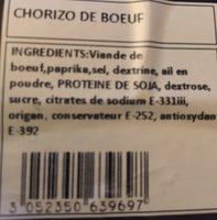 Chorizo De Boeuf Ingredients