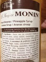 Sirop Ananas Monin 70 CL, 1 Bouteille Ingredients