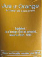 Jus D'orange  Base De Concentr Ingredients