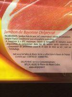 Delpeyrat Jambon De Bayonne 6 Tranches +2 Gratuites Ingredients