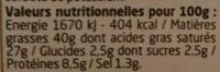 Chalote Et Ciboulette Nutrition Label